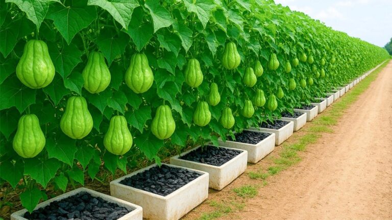 Alcuni giardinieri usano calzini vecchi e carbone… il segreto per far crescere il chayote!