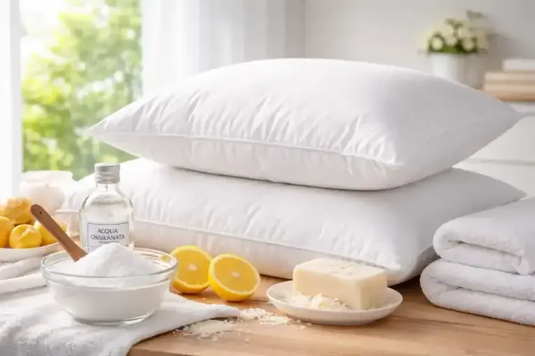 Cuscini ingialliti e pieni di macchie? Il metodo naturale per farli tornare bianchi come in hotel, senza candeggina