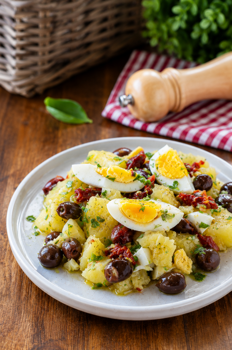 Salade de pommes de terre gourmande aux tomates séchées, œufs et olives : la recette fraîche et savoureuse de l’été